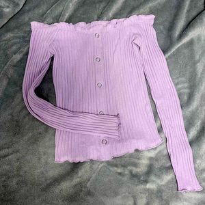 Off the shoulder, lettuce hem, long sleeve top